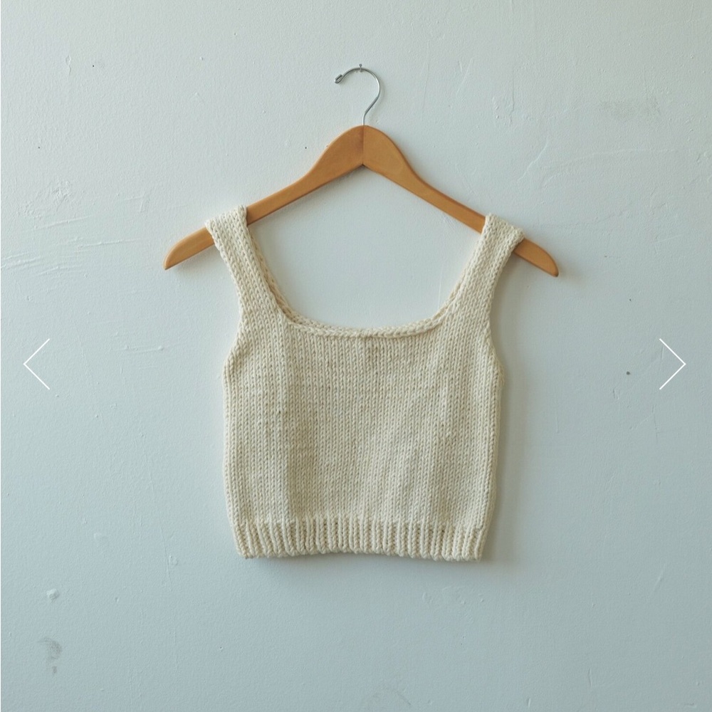 Knit wide neck tank in natural